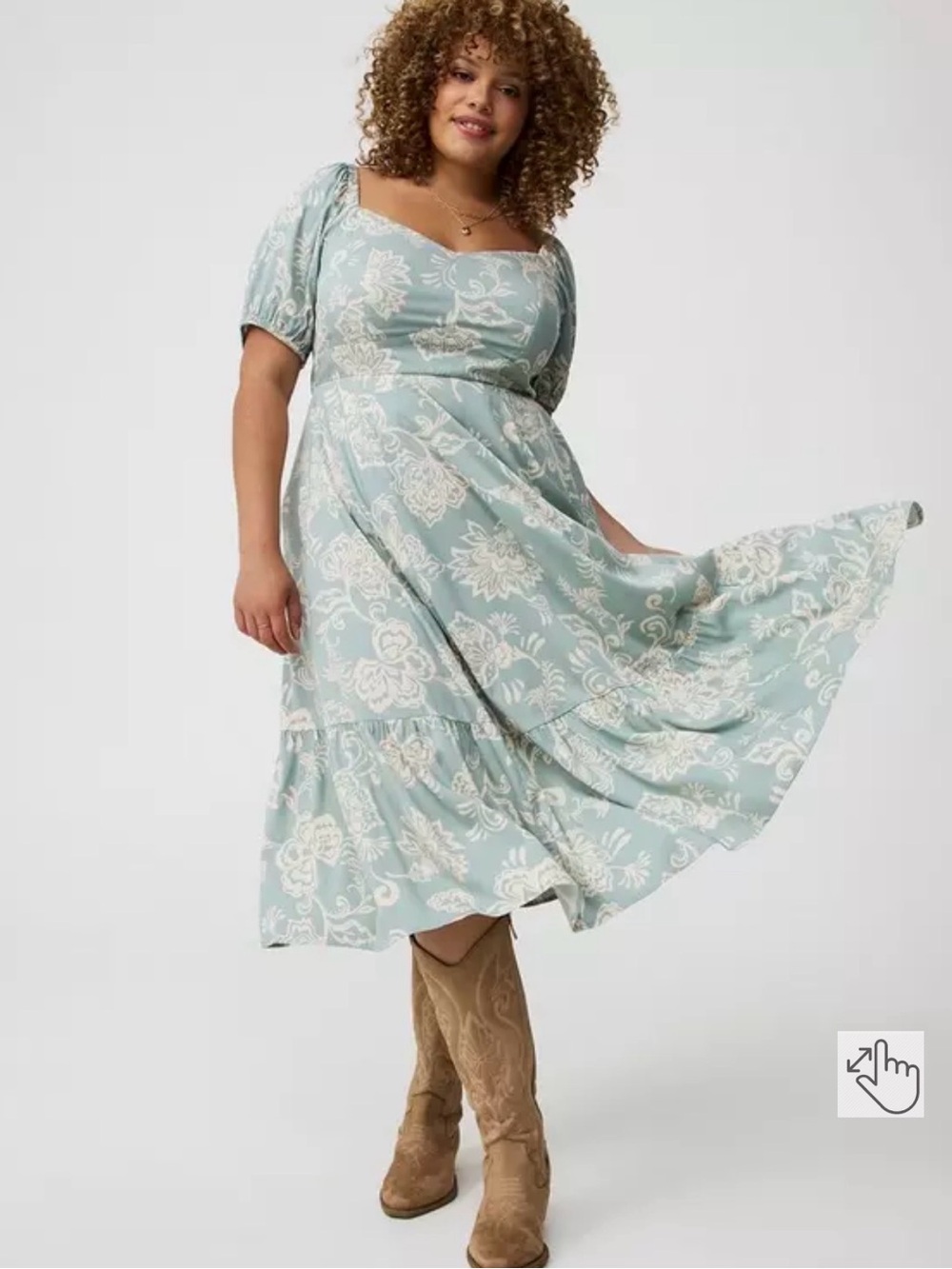 torrid Sage Green Floral Square-Neck Midi Dress
